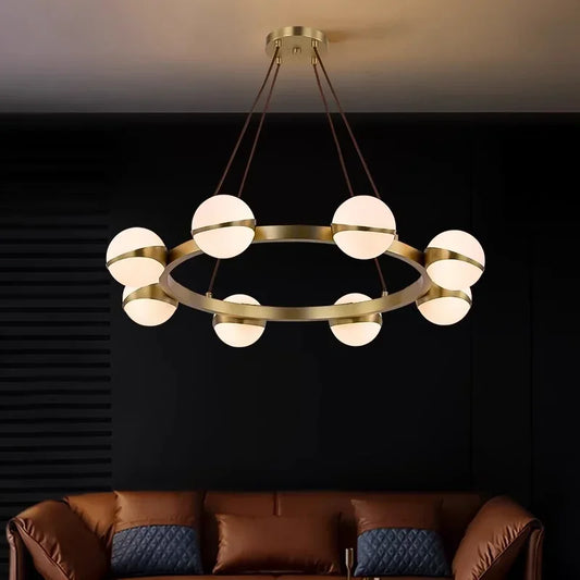 Crystal Ball Gold Chandelier