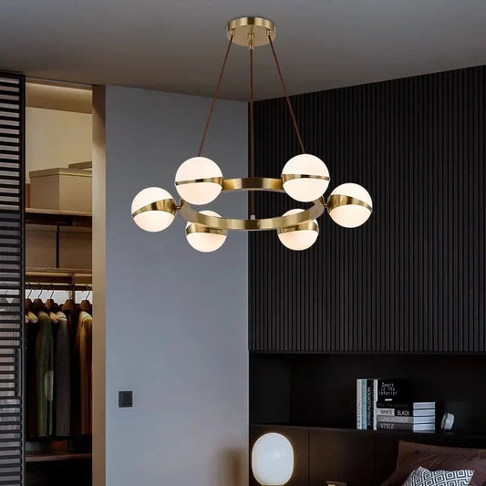 Crystal Ball Gold Chandelier